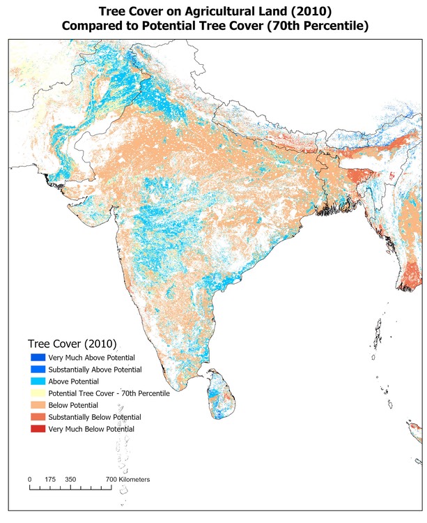 Tree Cover Potential - 70th Percentile - South Asia v1