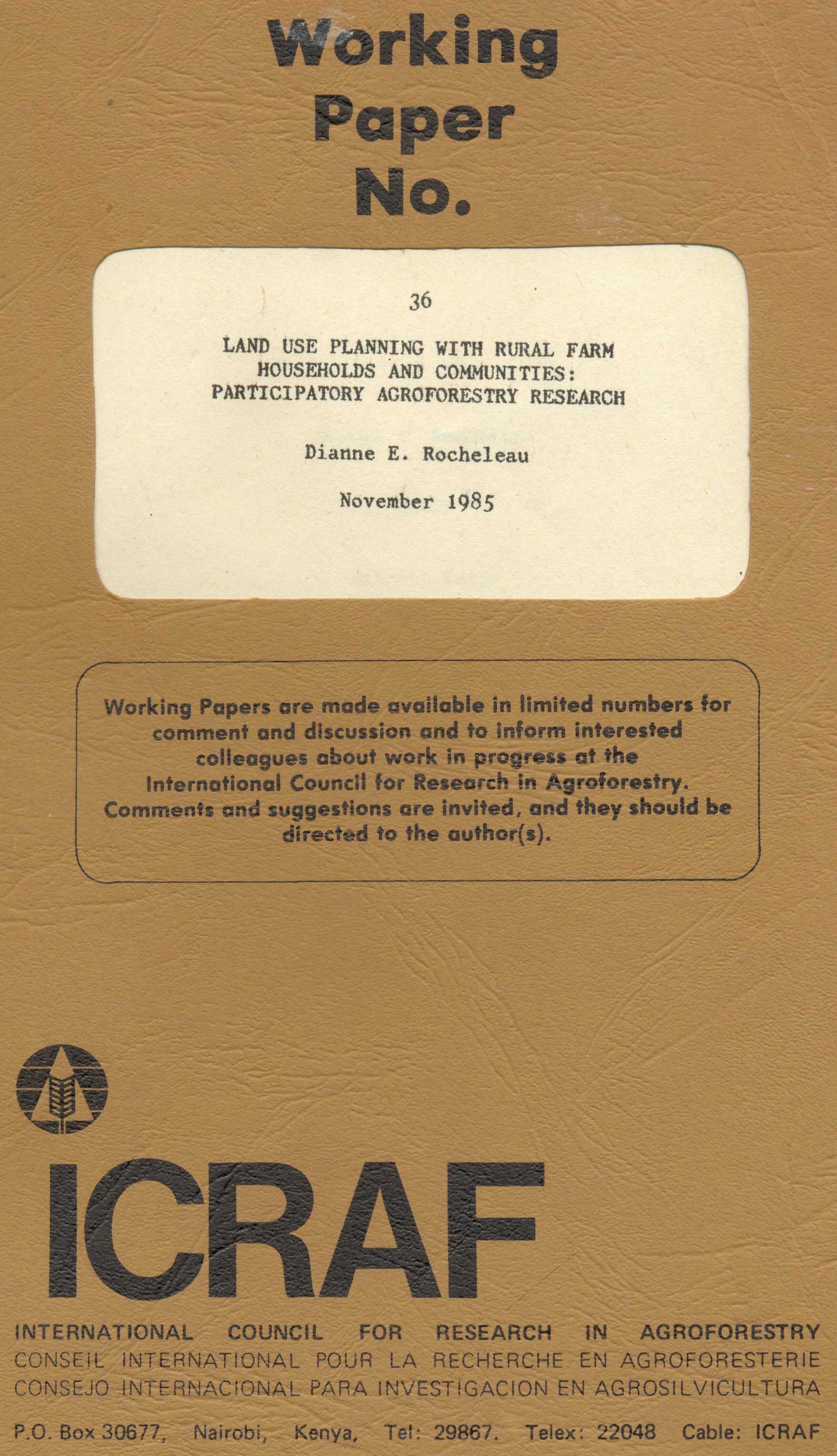 WORKING PAPER NO. 36